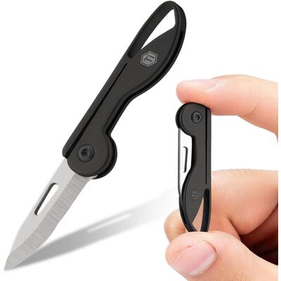 LUXUSKOLLEKTION Mini Klappmesser Titan Schlüsselanhänger Rasiermesserscharf Leicht Edc Für Camping Outdoor Schwarz LUXUSKOLLEKTION Mini Klappmesser Titan Schlüsselanhänger Rasiermesserscharf Leicht Edc Für Camping Outdoor Schwarz