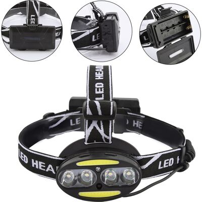 HEAT Wiederaufladbare T6 Cob Led-stirnlampe, Outdoor-nachtlicht, Bewegungssensor, Verstellbares Kopfband, Camping- Und Wanderzubehör HEAT Wiederaufladbare T6 Cob Led-stirnlampe, Outdoor-nachtlicht, Bewegungssensor, Verstellbares Kopfband, Camping- Und Wanderzubehör
