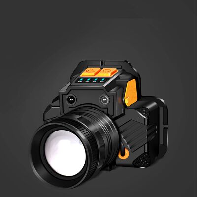HEAT Led-stirnlampe Mit Sensor, Drehbarem Zoom, Usb-ladefunktion, Starkem Licht, Outdoor-taschenlampe Mit Akku Und Weißem Licht HEAT Led-stirnlampe Mit Sensor, Drehbarem Zoom, Usb-ladefunktion, Starkem Licht, Outdoor-taschenlampe Mit Akku Und Weißem Licht