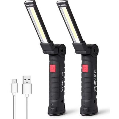 OEM Led-arbeitsleuchte, Led-taschenlampe, Wiederaufladbare Led-werkstattleuchte, Inspektionsleuchte, Magnetfuß, Camping, Notfall, Klein, 2 Stück OEM Led-arbeitsleuchte, Led-taschenlampe, Wiederaufladbare Led-werkstattleuchte, Inspektionsleuchte, Magnetfuß, Camping, Notfall, Klein, 2 Stück