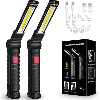 OEM 2-teilige, Per Usb Aufladbare Arbeitsleuchten, Cob-led-mechaniker-taschenlampe Mit Magnetfuß, 5 Modi, Für Garage, Camping, Notfälle OEM 2-teilige, Per Usb Aufladbare Arbeitsleuchten, Cob-led-mechaniker-taschenlampe Mit Magnetfuß, 5 Modi, Für Garage, Camping, Notfälle