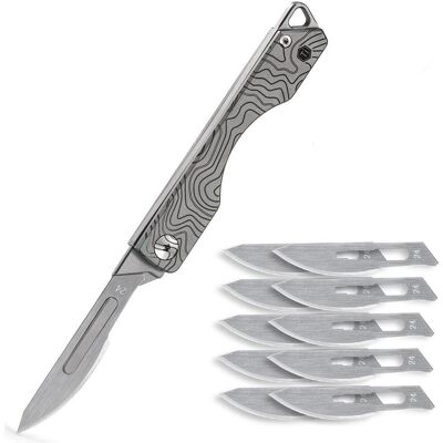 LUXUSKOLLEKTION Klappmesser Aus Titan Mit 10 Klingen Nr. 24, Edc-taschenmesser Für Camping, Wandern LUXUSKOLLEKTION Klappmesser Aus Titan Mit 10 Klingen Nr. 24, Edc-taschenmesser Für Camping, Wandern