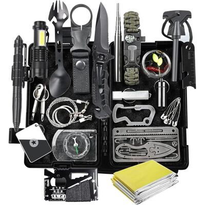 LUXUSKOLLEKTION Survival Kit 21-in-1 Outdoor Notfallset Mit Kompass & Taschenlampe Für Camping & Wandern LUXUSKOLLEKTION Survival Kit 21-in-1 Outdoor Notfallset Mit Kompass & Taschenlampe Für Camping & Wandern
