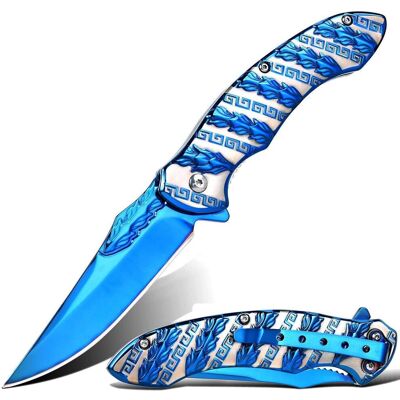LUXUSKOLLEKTION Klappmesser Blau Mit 3d Titanplattierung, Geschenk Für Männer, Outdoor, Camping LUXUSKOLLEKTION Klappmesser Blau Mit 3d Titanplattierung, Geschenk Für Männer, Outdoor, Camping