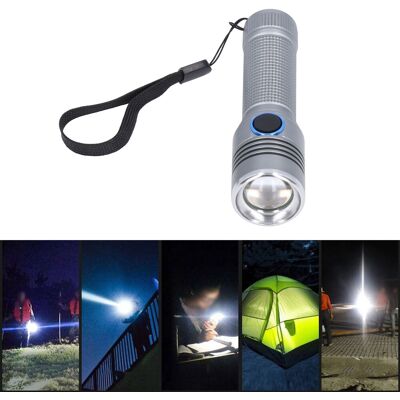 JUTE Hochleistungsfähige T6-led-taschenlampe Mit 2000 Lm, Drehbarem Zoom, Wasserdicht, Ideal Für Outdoor-aktivitäten, Reisen, Wandern, Camping, Notfallsituationen Und Den Gebrauch Zu Hause (grau). JUTE Hochleistungsfähige T6-led-taschenlampe Mit 2000 Lm, Drehbarem Zoom, Wasserdicht, Ideal Für Outdoor-aktivitäten, Reisen, Wandern, Camping, Notfallsituationen Und Den Gebrauch Zu Hause (grau).