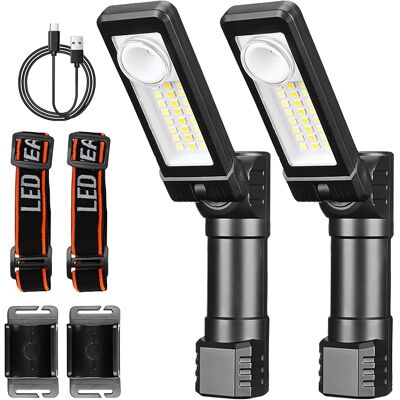 OEM Bordeag 2er-pack Led-arbeitsleuchten – Wiederaufladbare Werkstattleuchte Mit Schwenkfunktion – Cob-inspektionsleuchte Und Led-taschenlampe Für Autoreparaturen, Camping Und Notfälle OEM Bordeag 2er-pack Led-arbeitsleuchten – Wiederaufladbare Werkstattleuchte Mit Schwenkfunktion – Cob-inspektionsleuchte Und Led-taschenlampe Für Autoreparaturen, Camping Und Notfälle