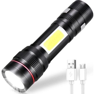 OEM Wiederaufladbare Led-taschenlampe, 3 Modi & Zoomfunktion, Tragbare Cob-taschenlampe Für Kinder – Geschenk/camping/wandern/stromausfall OEM Wiederaufladbare Led-taschenlampe, 3 Modi & Zoomfunktion, Tragbare Cob-taschenlampe Für Kinder – Geschenk/camping/wandern/stromausfall