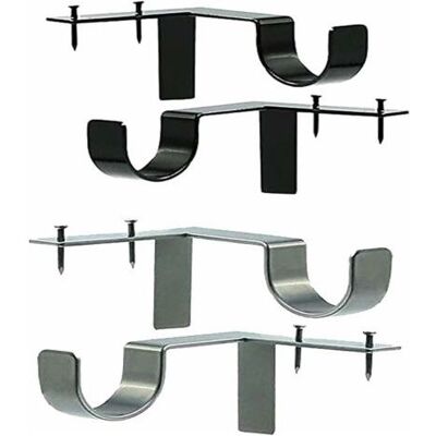 OEM Set Mit 4 Bohrfreien Gardinenstangenhalterungen – Einfache, Schraubenlose Montage – Silbernes Und Schwarzes Metall – Für Stabile Wandmontage OEM Set Mit 4 Bohrfreien Gardinenstangenhalterungen – Einfache, Schraubenlose Montage – Silbernes Und Schwarzes Metall – Für Stabile Wandmontage