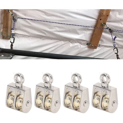 JUTE Verkauft Im 4er-set: 1,42 Zoll Doppelrolle, 220 Pfund Krandrehhaken Aus Zinklegierung, Hebeseil Und Rolle. JUTE Verkauft Im 4er-set: 1,42 Zoll Doppelrolle, 220 Pfund Krandrehhaken Aus Zinklegierung, Hebeseil Und Rolle.