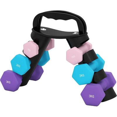 OEM Hantelset Mit Aufbewahrungsgestell, Set Mit 6 Hanteln Für Fitness-training, 2 X 1kg, 2 X 2kg, 2 X 3kg OEM Hantelset Mit Aufbewahrungsgestell, Set Mit 6 Hanteln Für Fitness-training, 2 X 1kg, 2 X 2kg, 2 X 3kg