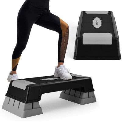 Costway Hoehenverstellbarer Aerobic Stepper Mit 3 Stufen 12 / 17 / 22cm, Steppbrett Bis 150kg Belastbar, Stepbench, Fitness Stepper Für Das Heim-fitness Grau Costway Hoehenverstellbarer Aerobic Stepper Mit 3 Stufen 12 / 17 / 22cm, Steppbrett Bis 150kg Belastbar, Stepbench, Fitness Stepper Für Das Heim-fitness Grau