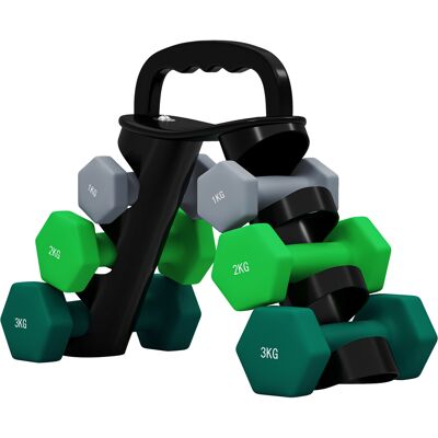 OEM Hantelset Mit Aufbewahrungsgestell, Set Mit 6 Hanteln Für Fitness-training, 2 X 1kg, 2 X 2kg, 2 X 3kg OEM Hantelset Mit Aufbewahrungsgestell, Set Mit 6 Hanteln Für Fitness-training, 2 X 1kg, 2 X 2kg, 2 X 3kg