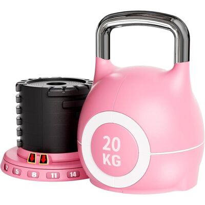 LIFERUN Kettlebell Verstellbare 2-20 Kg Kugelhantel Für Home Gym Dumbbells 7 In 1 Gewicht Hantel Set Für Fitnessgeräte Krafttraining, Kurzhanteln Und Sportgeräte Rosa LIFERUN Kettlebell Verstellbare 2-20 Kg Kugelhantel Für Home Gym Dumbbells 7 In 1 Gewicht Hantel Set Für Fitnessgeräte Krafttraining, Kurzhanteln Und Sportgeräte Rosa