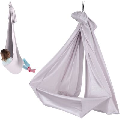 JUTE Elastische Kinderhängematte 1 X 2,8 M, Für Drinnen Und Draußen, Sensorische Hängematte Für Aerial Yoga, Grau JUTE Elastische Kinderhängematte 1 X 2,8 M, Für Drinnen Und Draußen, Sensorische Hängematte Für Aerial Yoga, Grau
