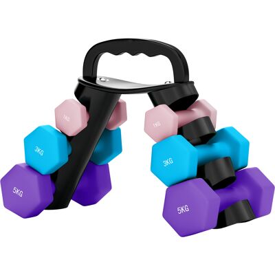 OEM Hantelset Mit Aufbewahrungsgestell, Set Mit 6 Hanteln Für Fitness-training, 2 X 1kg, 2 X 3kg, 2 X 5kg OEM Hantelset Mit Aufbewahrungsgestell, Set Mit 6 Hanteln Für Fitness-training, 2 X 1kg, 2 X 3kg, 2 X 5kg
