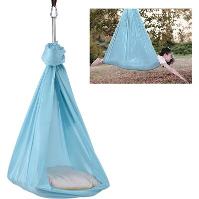 JUTE Elastische Hängematte Für Drinnen Und Draußen, Elastische Hängematte Für Sensorisches Aerial-yoga-training, Hellblau JUTE Elastische Hängematte Für Drinnen Und Draußen, Elastische Hängematte Für Sensorisches Aerial-yoga-training, Hellblau
