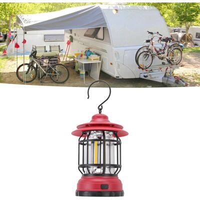JUTE Multifunktionale Retro-hängelaterne Für Campingzelte, Tragbare Cob-notlampe (rot) JUTE Multifunktionale Retro-hängelaterne Für Campingzelte, Tragbare Cob-notlampe (rot)