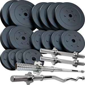 ScSPORTS® Hantelset - 100 kg, inkl. 2 Kurzhanteln, Langhantel, SZ Stange, Ø31mm, Hantelscheiben 2x10, 2x7,5, 2x5, 4x2,5, 4x1,25 kg, Kunststoff