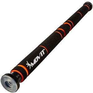 Movit® Klimmzugstange - Türrahmen, Verstellbar, 60 bis 100 cm, bis 350 kg, Seitengummis, Rutschfest, Ausziehbar, Schwarz/Orange - Pull Up Bar,