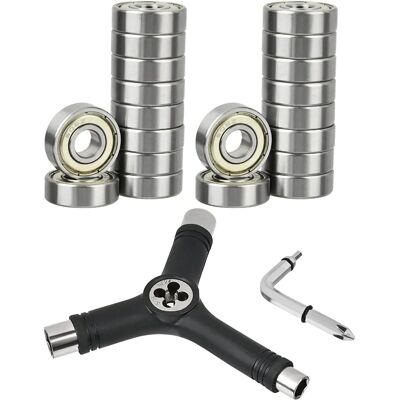 Minkurow 20 Stück 608zz Kugellager Und Y-schlüssel – 22 Mm X 7 Mm – Doppelt Abgeschirmt – Gerillte Miniatur-kugellager Für Skateboard, Roller, Inline-skates Minkurow 20 Stück 608zz Kugellager Und Y-schlüssel – 22 Mm X 7 Mm – Doppelt Abgeschirmt – Gerillte Miniatur-kugellager Für Skateboard, Roller, Inline-skates