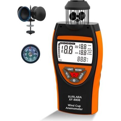 CREA Digitales Anemometer, 4-kammer-windgeschwindigkeitsmesser 0,742 M/s, Tragbares Anemometer Misst Max/min/avg Windgeschwindigkeit Und Temperatur (℃/℉), Luftstromanzeige Mit Kompass Für Drohnen, Segeln, CREA Digitales Anemometer, 4-kammer-windgeschwindigkeitsmesser 0,742 M/s, Tragbares Anemometer Misst Max/min/avg Windgeschwindigkeit Und Temperatur (℃/℉), Luftstromanzeige Mit Kompass Für Drohnen, Segeln,