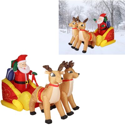 JUTE Aufblasbares Rentier Zieht Schlitten, Weihnachtsmann, Leuchtendes Rentier, Aufblasbares Weihnachtsmann-modell, Rentier Des Weihnachtsmanns, Europäischer Standard 220–240 V JUTE Aufblasbares Rentier Zieht Schlitten, Weihnachtsmann, Leuchtendes Rentier, Aufblasbares Weihnachtsmann-modell, Rentier Des Weihnachtsmanns, Europäischer Standard 220–240 V