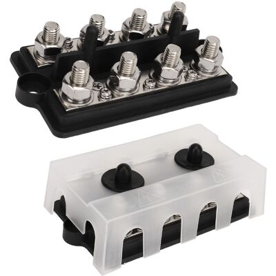 HEAT Set Mit 2 Stromverteilerschienen (12–48 V, 150 A) Für Boote Und Wohnmobile, M8-anschlusskasten, 2 Reihen, Schwarz, Batterieanschlussfeld HEAT Set Mit 2 Stromverteilerschienen (12–48 V, 150 A) Für Boote Und Wohnmobile, M8-anschlusskasten, 2 Reihen, Schwarz, Batterieanschlussfeld