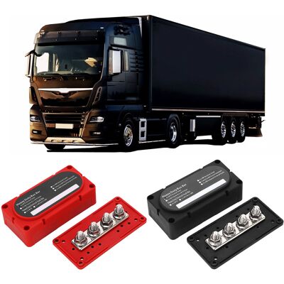 JUTE Zwei Robuste 4-wege-verteilerkästen Für Wohnmobile, Boote Und Yachten, Hochstrom-verteilerkästen Dc48v 300a M104 (rot + Schwarz) JUTE Zwei Robuste 4-wege-verteilerkästen Für Wohnmobile, Boote Und Yachten, Hochstrom-verteilerkästen Dc48v 300a M104 (rot + Schwarz)