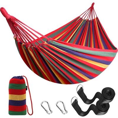 OEM Hängematte Für 2 Personen, 220 X 150 Cm, 330 Cm Gesamtlänge, 250 Kg Tragkraft, Gartenhängematte Für Drinnen Und Draußen, Doppelhängematte Aus Canvas, Rot OEM Hängematte Für 2 Personen, 220 X 150 Cm, 330 Cm Gesamtlänge, 250 Kg Tragkraft, Gartenhängematte Für Drinnen Und Draußen, Doppelhängematte Aus Canvas, Rot