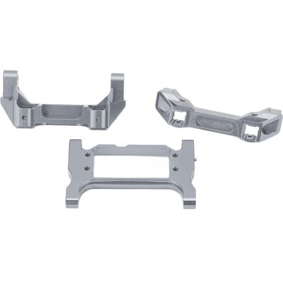 HEAT Pare-chocs Avant Et Arrière En Alliage D'Aluminium Pour Voiture Rc Traxxas Trx4 Avec Support De Servo, Couleur Titane. HEAT Pare-chocs Avant Et Arrière En Alliage D'Aluminium Pour Voiture Rc Traxxas Trx4 Avec Support De Servo, Couleur Titane.