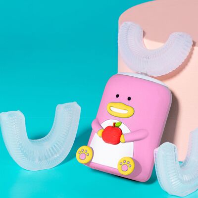 JUTE Baby Smart Kinder-vibrationszahnbürste In U-form, Cartoon-design, Vollautomatisch, Rosa JUTE Baby Smart Kinder-vibrationszahnbürste In U-form, Cartoon-design, Vollautomatisch, Rosa