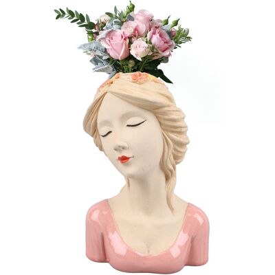 JUTE Kreatives Mädchengesicht, Schüchterne Rosa Blume JUTE Kreatives Mädchengesicht, Schüchterne Rosa Blume