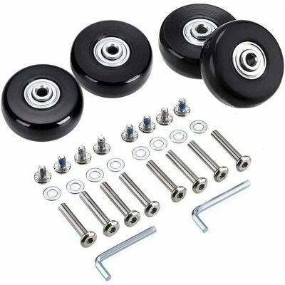 BOBYPET 4 Stück 50x18 Mm Koffer-ersatzrollen, Gummilenkrollen, Radlager-reparaturset, Schwarz BOBYPET 4 Stück 50x18 Mm Koffer-ersatzrollen, Gummilenkrollen, Radlager-reparaturset, Schwarz