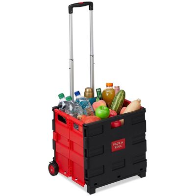 RELAXDAYS 4 X Einkaufstrolley Klappbar Im Set, Teleskop-griff, 2 Gummi Rollen, Bis 35 Kg, Shopping Trolley, Aluminium, Abs, Rot RELAXDAYS 4 X Einkaufstrolley Klappbar Im Set, Teleskop-griff, 2 Gummi Rollen, Bis 35 Kg, Shopping Trolley, Aluminium, Abs, Rot