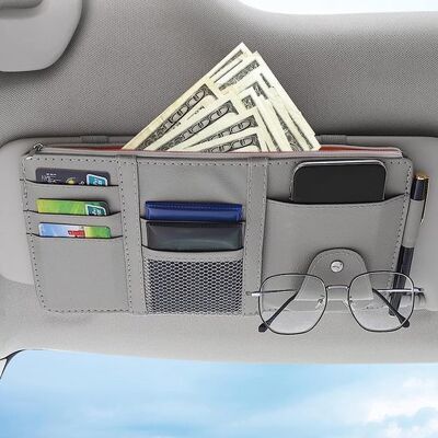 OEM Auto-organizer Und Sonnenblendenablage, 31 X 15,5 Cm, Leder, Sonnenbrillenfach, Kreditkartenfach – Multifunktionale Tasche Für Den Fahrzeuginnenraum OEM Auto-organizer Und Sonnenblendenablage, 31 X 15,5 Cm, Leder, Sonnenbrillenfach, Kreditkartenfach – Multifunktionale Tasche Für Den Fahrzeuginnenraum