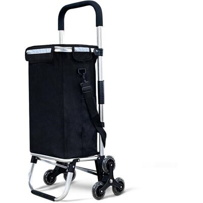 Vounot® Aluminium Einkaufstrolley Treppensteiger, Trolly Einkaufswagen Klappbar, Mit 6 Räder Und Kühlfach, Wasserdicht, 50l, Schwarz Vounot® Aluminium Einkaufstrolley Treppensteiger, Trolly Einkaufswagen Klappbar, Mit 6 Räder Und Kühlfach, Wasserdicht, 50l, Schwarz
