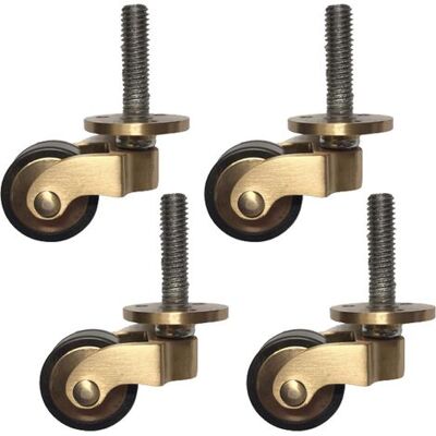 OEM Satz Mit 4 Antikgoldplattierten Messing-lenkrollen – Tragkraft 150 Kg – Durchmesser 2,5 Cm – Höhe 6 Cm – Gewindestangenbefestigung OEM Satz Mit 4 Antikgoldplattierten Messing-lenkrollen – Tragkraft 150 Kg – Durchmesser 2,5 Cm – Höhe 6 Cm – Gewindestangenbefestigung