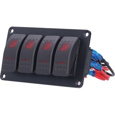 HEAT 4-fach Wippschalter-panel Mit Led-hintergrundbeleuchtung, 5-poligem Überhitzungsschutz Für 12v/24v Fahrzeuge, Boote, Yachten Und Yachten (rote Beleuchtung) HEAT 4-fach Wippschalter-panel Mit Led-hintergrundbeleuchtung, 5-poligem Überhitzungsschutz Für 12v/24v Fahrzeuge, Boote, Yachten Und Yachten (rote Beleuchtung)