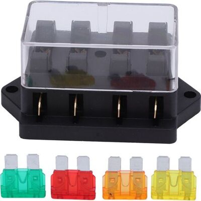 OEM Wasserdichter 4-wege-flachsicherungskasten Mit 4 Sicherungen Für 12v-24v-fahrzeuge, Boote Und Schiffsantriebe OEM Wasserdichter 4-wege-flachsicherungskasten Mit 4 Sicherungen Für 12v-24v-fahrzeuge, Boote Und Schiffsantriebe