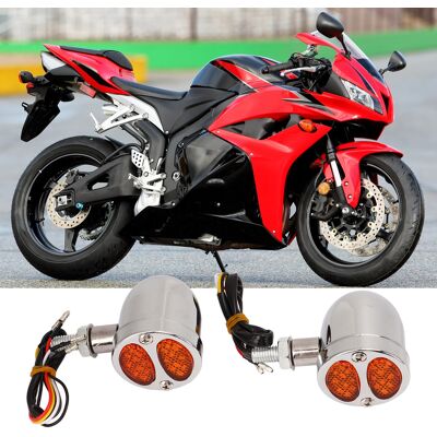 JUTE 12-v-led-blinker Im Bullet-design, Zweifarbig, Für Motorräder (ein Paar, Links Und Rechts). Kompatibel Mit Verchromten Yamaha-, Kawasaki- Und Honda-modellen. JUTE 12-v-led-blinker Im Bullet-design, Zweifarbig, Für Motorräder (ein Paar, Links Und Rechts). Kompatibel Mit Verchromten Yamaha-, Kawasaki- Und Honda-modellen.
