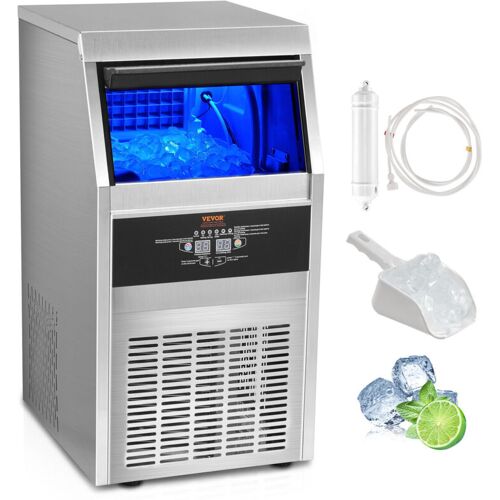 VEVOR Kommerzieller Eiswürfelbereiter Eismaschine 36 kg / 24 h, Gewerbliche Würfeleismaschine 11 kg Eisspeicherkapazität 40 Stk. Eiswürfel, Edelstahl