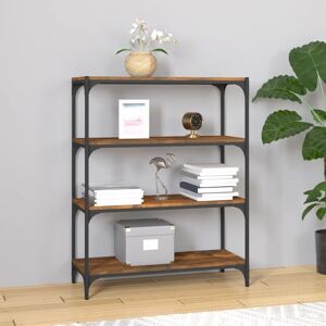 Bonnevie - Bücherregal,Stahlgestell Bücherschrank für Wohnzimmer, Büro Räuchereiche 80x33x100 cm Holzwerkstoff und Stahl -BNC22771 - Braun