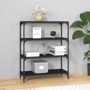 BONNEVIE Bücherregal,Stahlgestell Bücherschrank für Wohnzimmer, Büro Schwarz 80x33x100 cm Holzwerkstoff und Stahl -BNC49851 - Schwarz