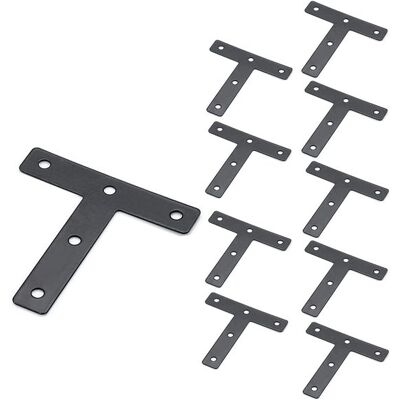 OEM Set Mit 10 Eckplatten Aus Schwarzem Metall T-form 80 X 80 Mm Rechtwinklig Zur Reparatur Von Möbeln Holzregalen Schränken Tischen Stühlen T-förmig OEM Set Mit 10 Eckplatten Aus Schwarzem Metall T-form 80 X 80 Mm Rechtwinklig Zur Reparatur Von Möbeln Holzregalen Schränken Tischen Stühlen T-förmig
