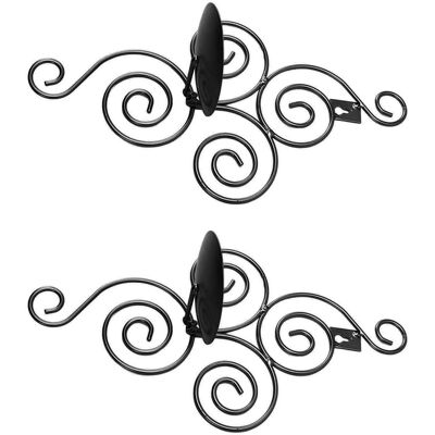 HEAT Set Aus 2 Klappbaren Wandkerzenhaltern Im Europäischen Stil Aus Schmiedeeisen Mit Geschwungenem Muster, Schwarze Innendekoration HEAT Set Aus 2 Klappbaren Wandkerzenhaltern Im Europäischen Stil Aus Schmiedeeisen Mit Geschwungenem Muster, Schwarze Innendekoration
