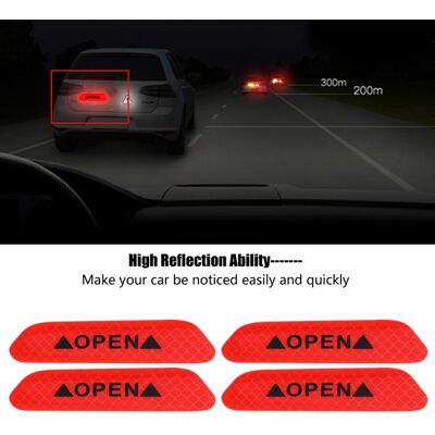 HEAT Set Mit 4 Selbstklebenden Reflektierenden Streifen Für Autotüren, Roter Sicherheitsaufkleber, Fahrzeugbeschilderung, Retroreflektierender Aufkleber HEAT Set Mit 4 Selbstklebenden Reflektierenden Streifen Für Autotüren, Roter Sicherheitsaufkleber, Fahrzeugbeschilderung, Retroreflektierender Aufkleber