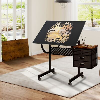KELLANY 1500 Pieces Jigsaw Puzzle Metal Table Board For Adults Gift With 4 Trays And 2 Storage Drawers(black) KELLANY 1500 Pieces Jigsaw Puzzle Metal Table Board For Adults Gift With 4 Trays And 2 Storage Drawers(black)