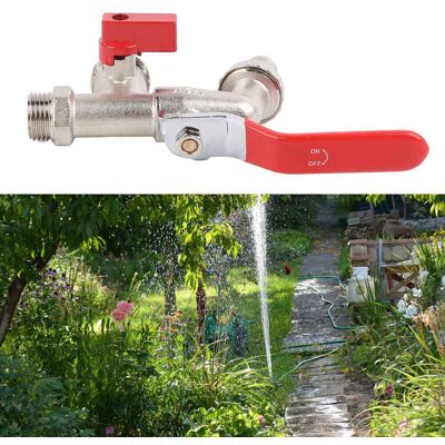 JUTE Doppelter Gartenhahn, Galvanisiert, Zinklegierung, 4 Anschlüsse, Ein Zulauf, Zwei Ausläufe, Für Waschmaschine JUTE Doppelter Gartenhahn, Galvanisiert, Zinklegierung, 4 Anschlüsse, Ein Zulauf, Zwei Ausläufe, Für Waschmaschine