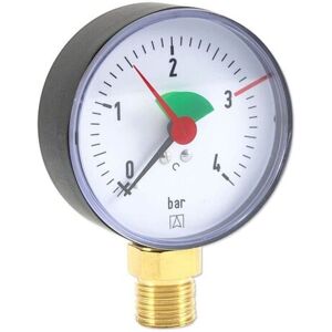 AFRISO Manometer HZ 80 - Anschluss radial 1/2'' AG - Anzeige 0-4 bar, rote Markierung bei 3,0 bar AFRISO Manometer HZ 80 - Anschluss radial 1/2'' AG - Anzeige 0-4 bar, rote Markierung bei 3,0 bar