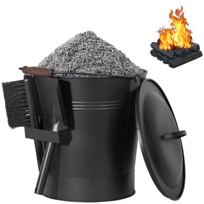 TODECO Ascheeimer Mit Deckel, Schaufel Und Aschebesen, Kohleeimer Aschetonne Mit Tragegriff, 24 Liter Kamineimer Für Kamin, Ofen, Grill, Feuerstelle, Holzofen, Schwarz TODECO Ascheeimer Mit Deckel, Schaufel Und Aschebesen, Kohleeimer Aschetonne Mit Tragegriff, 24 Liter Kamineimer Für Kamin, Ofen, Grill, Feuerstelle, Holzofen, Schwarz